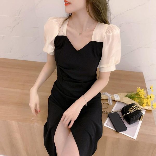 

casual dresses cmaz for women summer 2021 korean style, Black;gray