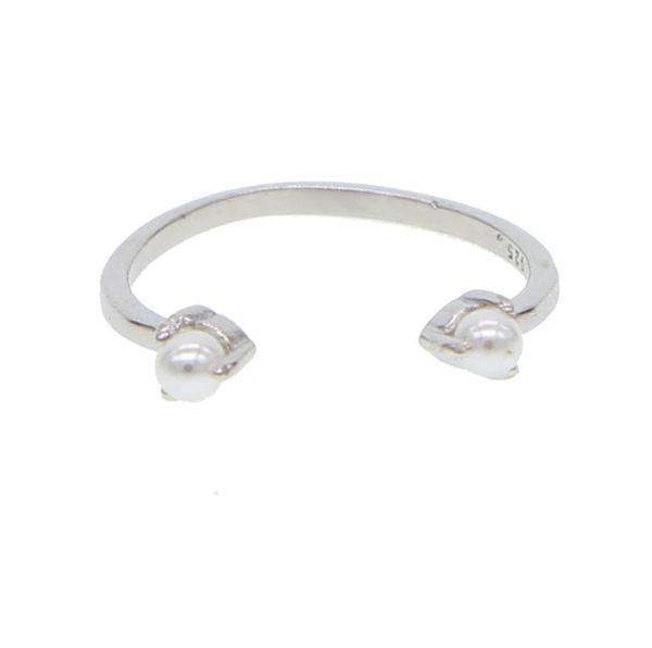 

cluster rings elegant simulated pearl jewelry open ring 925 sterling silver women delicate simple midi finger, Golden;silver
