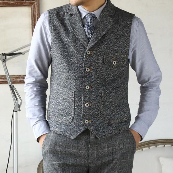 

men's vests mj-0008 read description asian size vintage 65% wool vest 560 gsm mens casual tweed, Black;white