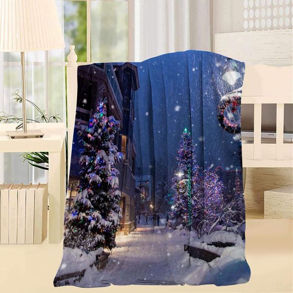 

christmas street blanket warm breathable skin-friendly and warm blankets unisex