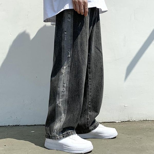 

women's jeans fashion high waist mom wide leg pants vintage blue straight oversize overalls loose ladies 2021