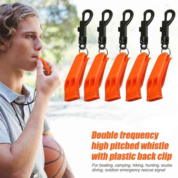 

1/5/10pcs pp plastic outdoor camping hiking whistle with clip survival emergency rescue sports safety
