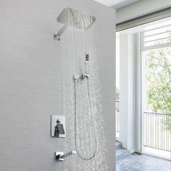 

bathroom shower sets skowll 16 inch rainfall tap faucet set with 360Â°rotatable head 3 function bath mixer sk-7617