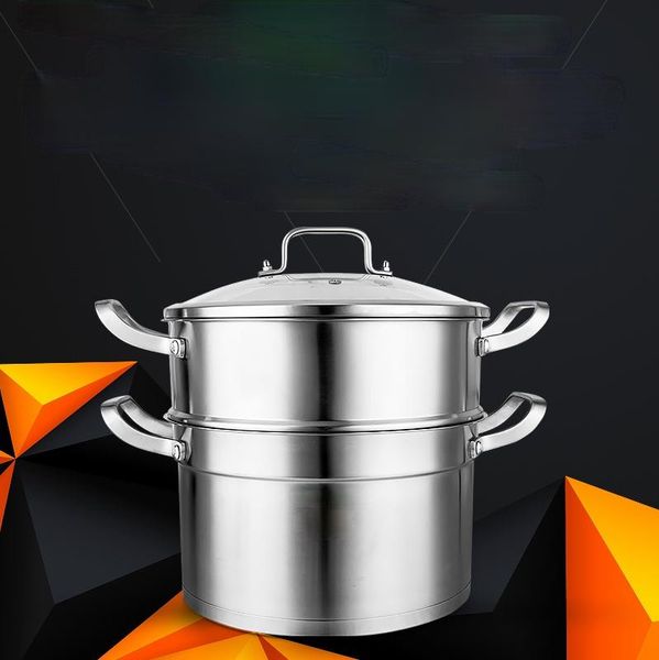 

stainless steel thickened household for gas range 2-layer large steamer multi-layer pot storage bottles & jars