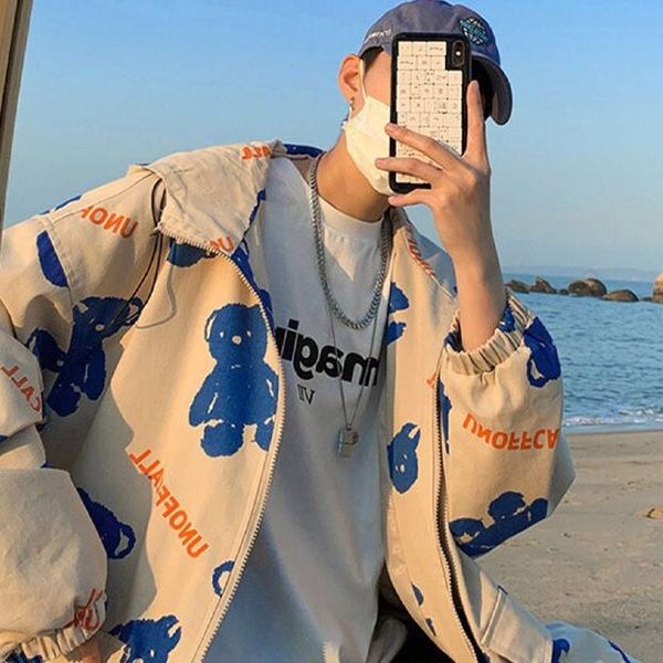 

fashion hooded jacket womens spring 2021 new loose bear baseball uniform womens hoodie plus size sunscreen sweatshirt, Black
