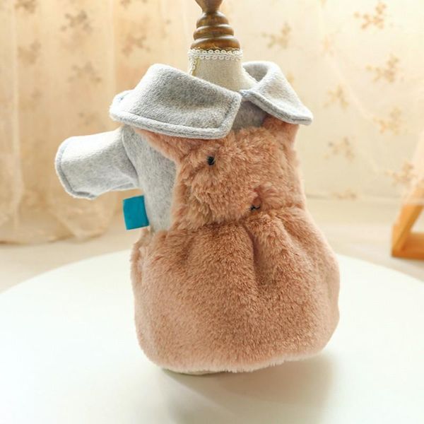 

dog apparel autumn and winter pet strap skirt plush thickened warm soft comfortable durable clothes for puppy