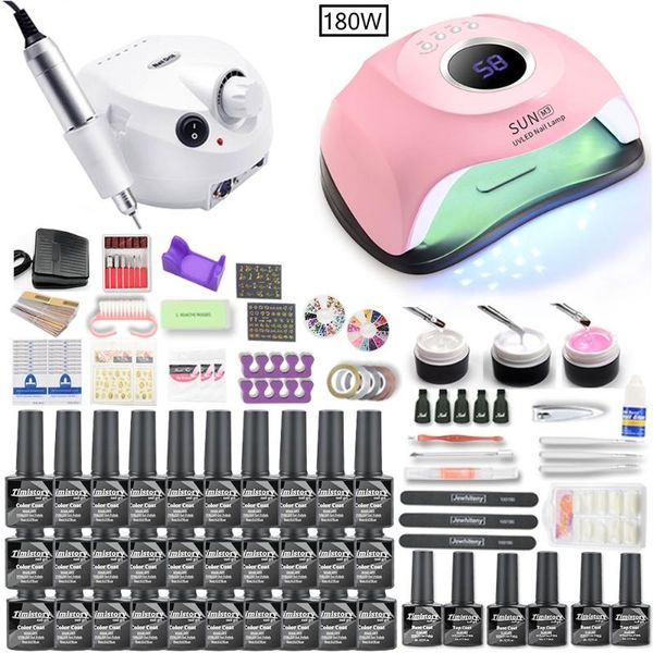 

nail art kits manicure set electric drill 180w/72w/54w uv led lamp dryer gel polish kit varnish tools