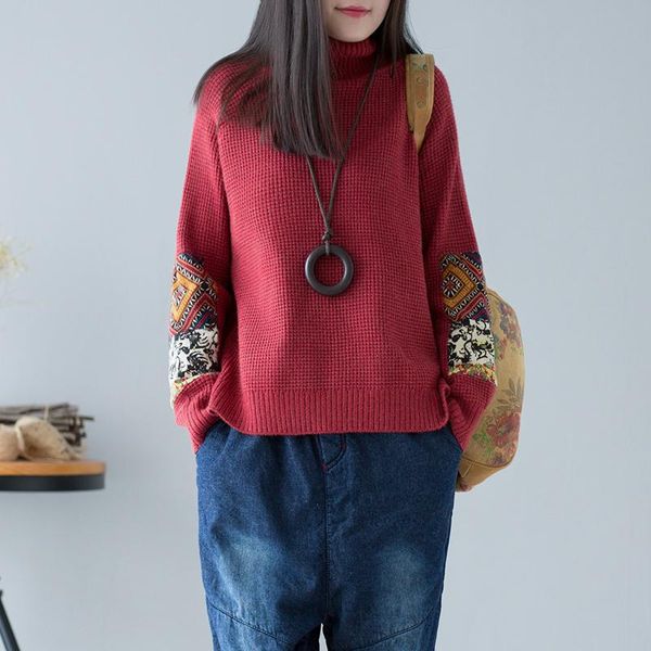 

women's sweaters vintage women knit 2021 spring autumn turtleneck sweater long sleeve female pullovers fashion mori girl loose, White;black