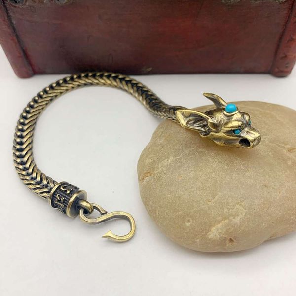 

make old brass birus bracelet copper chain bracelet optimize pine stone handmade men's and women's bracelets, Black