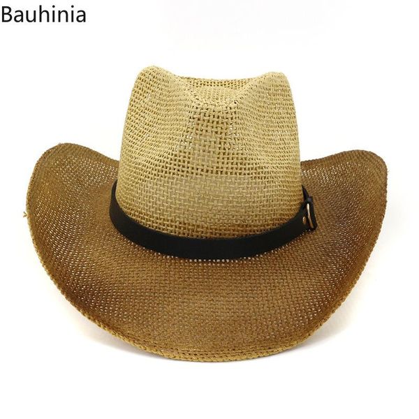 

cloches summer retro women's men's straw beach wide brim cowboy western sun hat (56-58cm)
