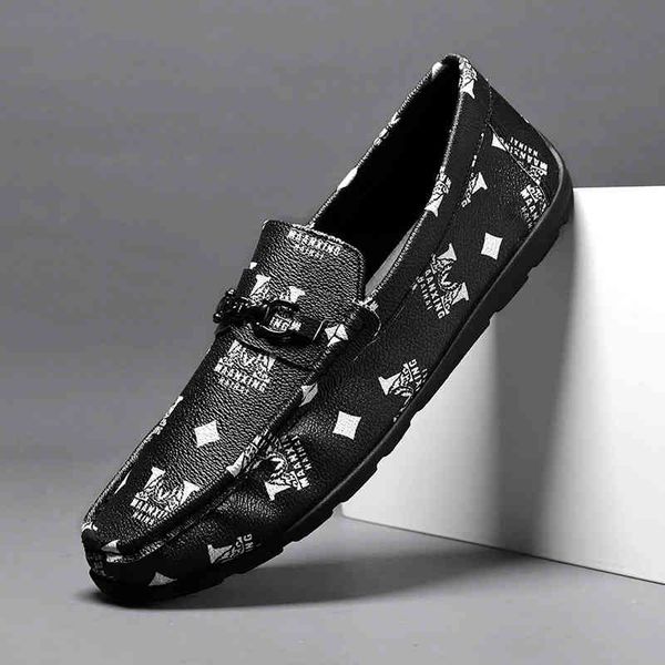 

dress shoes moda casual all-match couro sapatos ervilhas macio confortável não-deslizamento masculinos preguiçosos ihq4, Black
