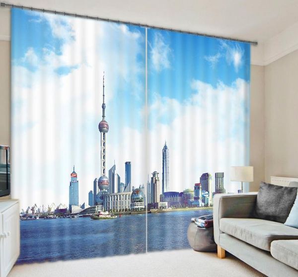 

curtain & drapes shanghai bund planting curtains decorative for home textile luxury 3d sunshade customize size