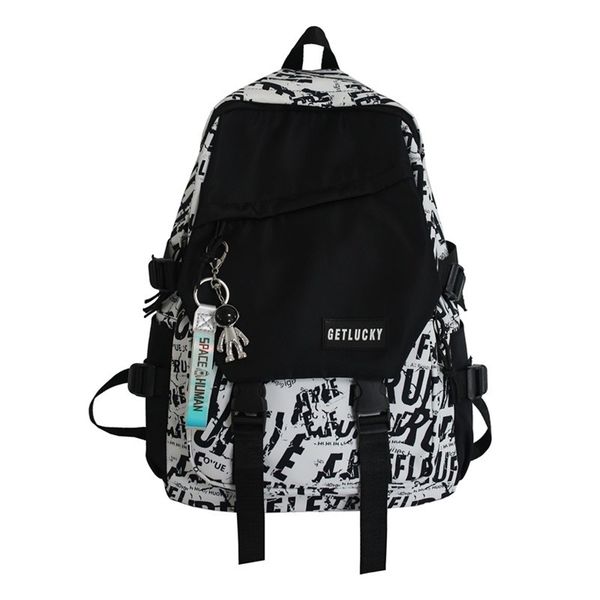 

cool men's backpack letter school backpacks nylon trend printing school bags for teenager boys large waterproof travel bags 211018