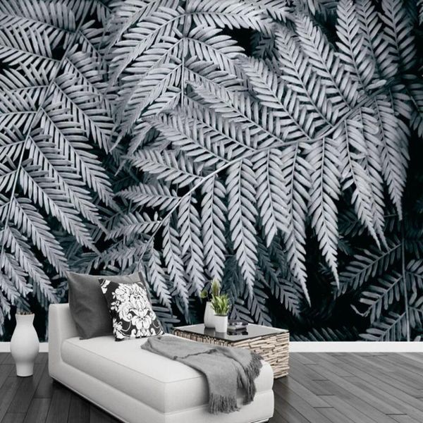 

wallpapers dropship custom 3d wallpaper mural black and white fern background wall leaf texture decoration
