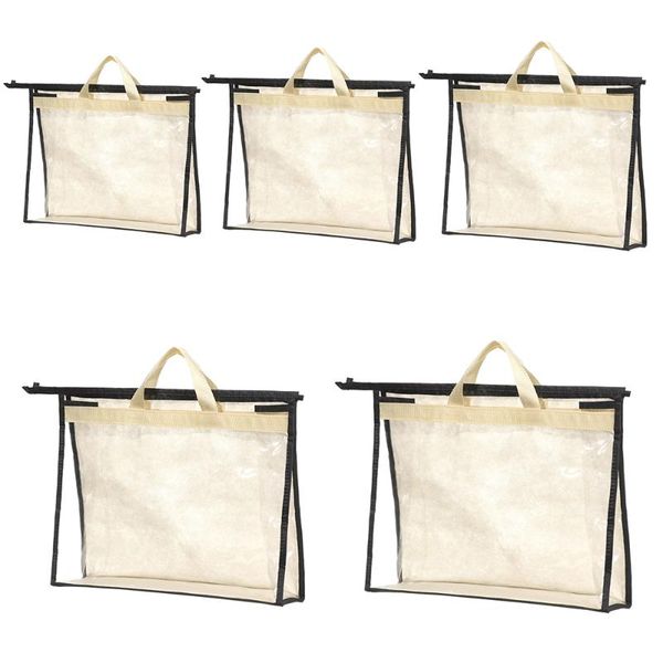 

storage bags 5 sizes transparent handbag organizer cover anti-dust purse case for hanging closet with zipper and handle