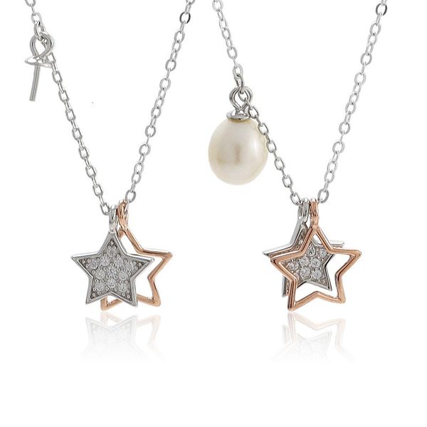 

necklace xd128 fashion gold plated pearl women's s925 silver pendant collar chain