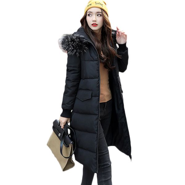

leather of winter cotton clothed coats long coat swallowing women jacket with hoof from above parkas xh1092 o4ys, Black