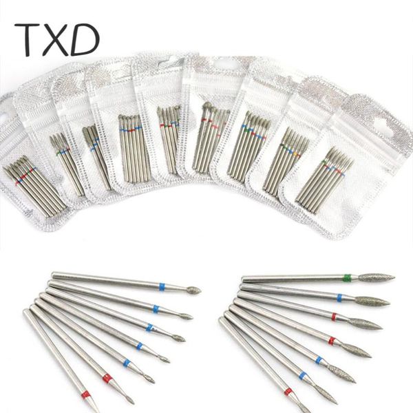

nail art equipment txd 7pcs / set diamond drill bits polishing head electric engraving tools, Silver
