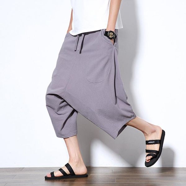 

brand clothing men's summer cotton linen casual pants/male loose haroun pants plus size s-5xl, Black