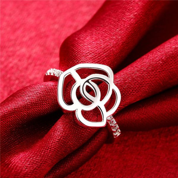 

women's sterling silver plated hollow flower ring gssr686 fashion 925 silver plate rings, Golden;silver