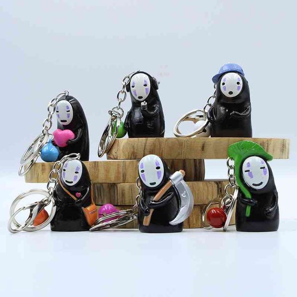 

6 miyazaki animation hand-made key chain faceless male doll bag decorative pendant