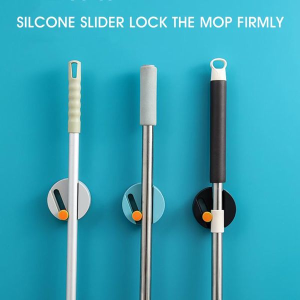 

hooks & rails 3pcs wall mounted mop holder multi-purpose cradle hook hanger adjustable household adhesive storage broom racks