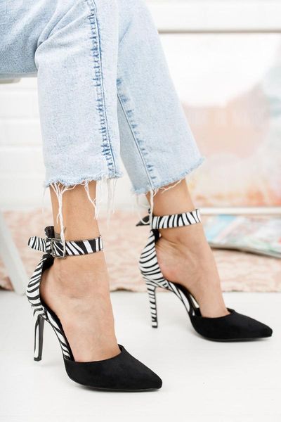 

dress shoes black suede zebra heels season modern design detail high heel women's fashion