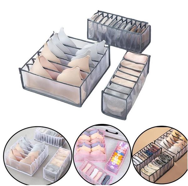 3 teile/los Bh Lagerung Boxen Unterwäsche Kleidung Organizer Schublade Nylon Teiler Schrank Klapp Krawatten Socken Shorts Organisatoren 5 colros zu wählen