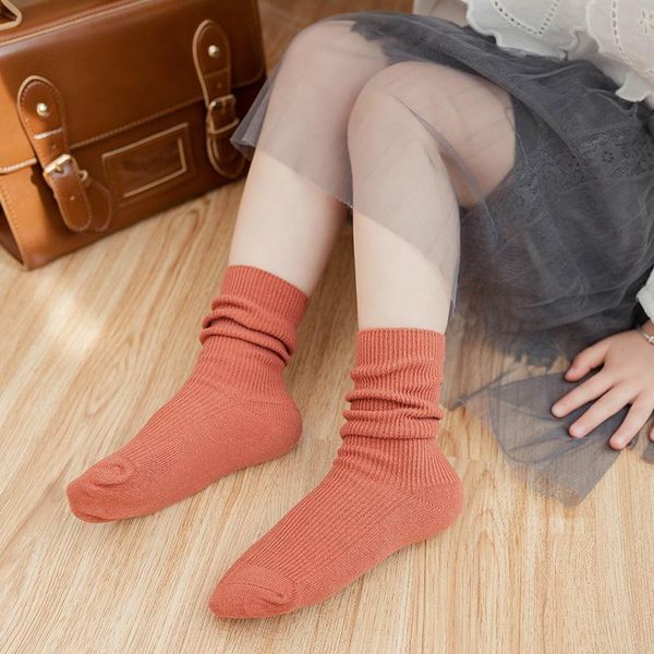 

socks 5pcs children's solid color all-match boy and girl organic cotton tube, Pink;yellow