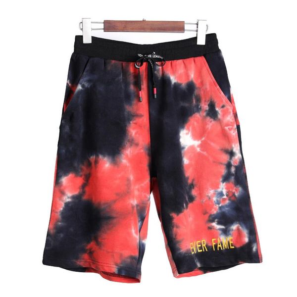 

men's shorts 2021 summer european street personality tie-dyed logo terry loose sports pants mens fashion, White;black
