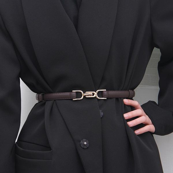 

belts female adjustable pu leather belt thin metal buckle for women suit dress waist strap clothing accessories pasek damski, Black;brown