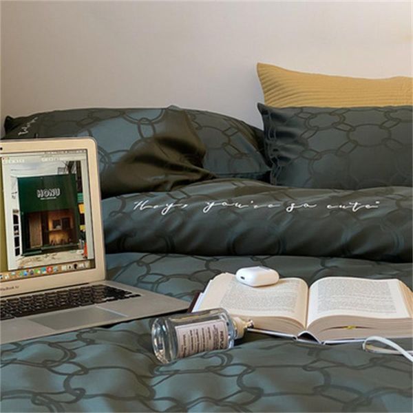 

bedding sets satin jacquard set egyptian cotton bed soft duvet cover sheet pillowcases pure color luxury 4pcs