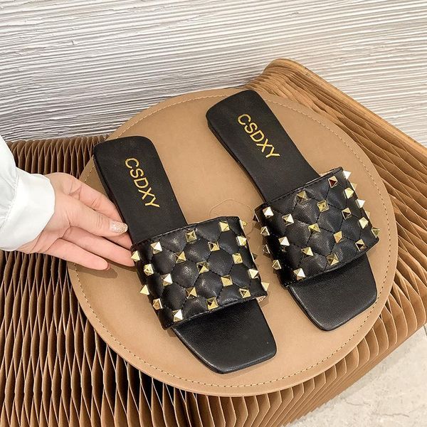 

slippers flip flops women's shoes ladies flat outdoor comfort beach sandalias mujer 2021 designer slides, Black