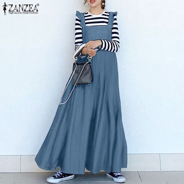 

dresses fashion denim blue overalls dress women's summer sundress 2021 solid ruffle vestidos female high waist robe plus size, Black;gray