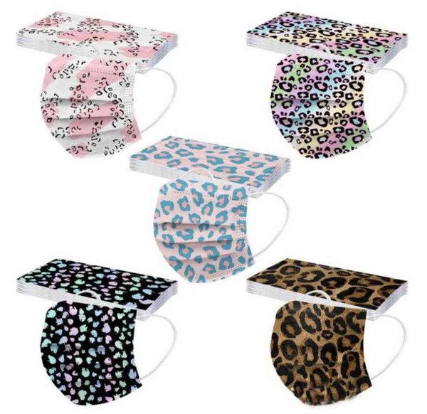 

fashion leopard print 3 layers disposable masks cartoon pattern printing mask 95% filtration efficiency dustproof breathemask prevention of