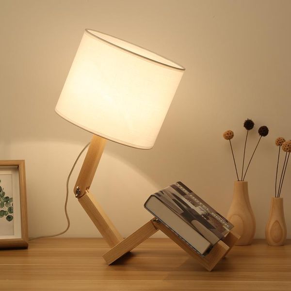

table lamps creative fashion personality lamp solid wood desk coffee shop decor robot adjustable reading cl81304
