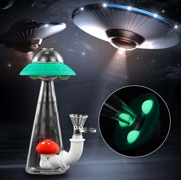 Magazzino negli Stati Uniti!! Narghilè in vetro Bong UFO Pipa ad acqua in silicone Accessori per fumatori tabacco Pipa a bicchiere unica