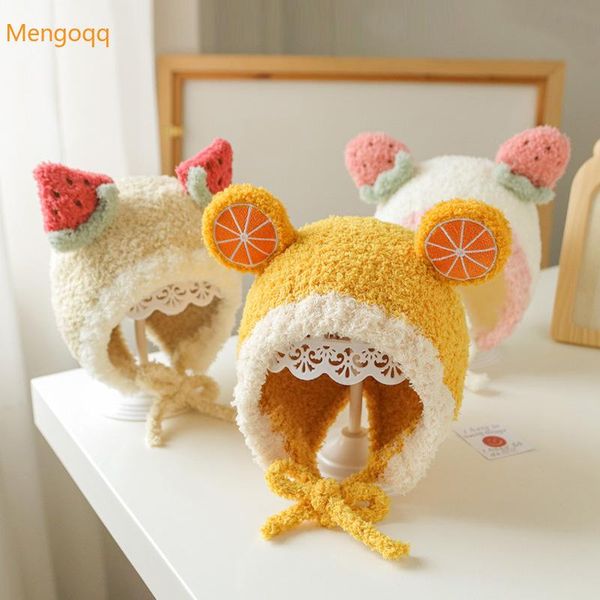 

caps & hats kids baby girls boys winter super cute warm plush knitted windproof earmuffs headgear hat toddler children accessories 3m-6y, Yellow
