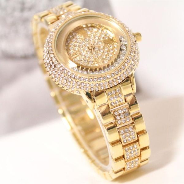 Orologi da polso Regalo Orologi da donna di lusso Marchi famosi Design alla moda Orologi con strass completi Orologi da polso da donna in oro Reloje Femininos