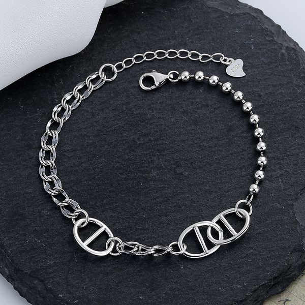 

chaosheng s925 sterling silver new classic pig nose bracelet simple net red tid0 creative personalized hand ornament women, Golden;silver