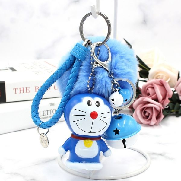 

key chain cute doraemon pendant creative gift plush ball cartoon doll, Silver