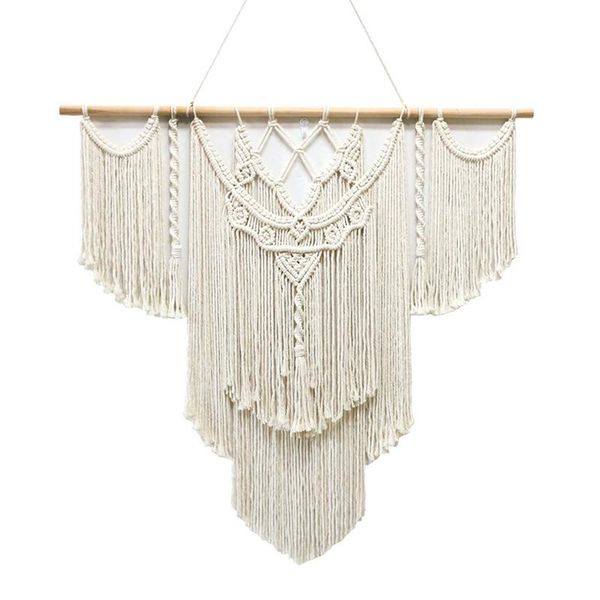 

tapestries large macrame wall hanging tapestry with wooden stick handwoven bohemian tassel curtain wedding boho decor
