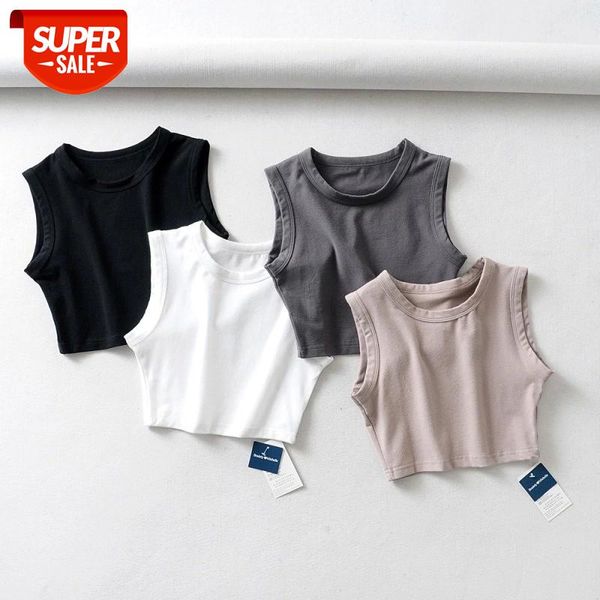 

2020 summer vintage white crop women biker black punk tank korean streetwear cropped sleeveless feminino #kx3w
