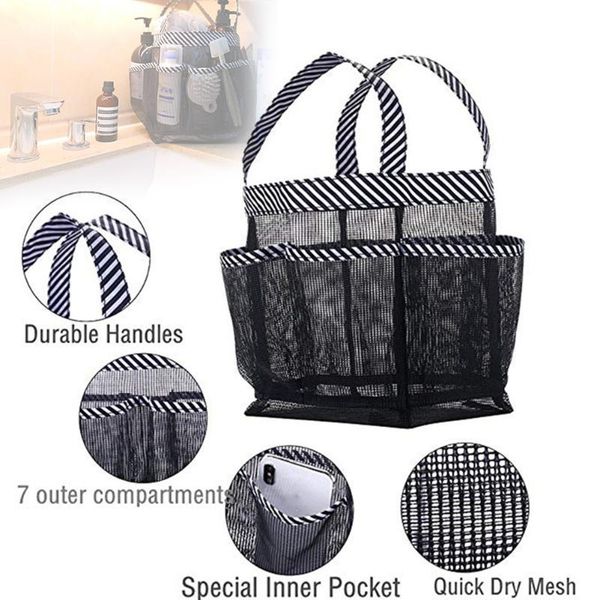

storage baskets shower caddy tote mesh basket quick dry bathroom organizer with 8 pockets portable for dorm camping swimming