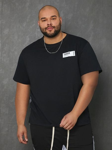 

extended sizes men letter patched detail tee a6oh#, White;black