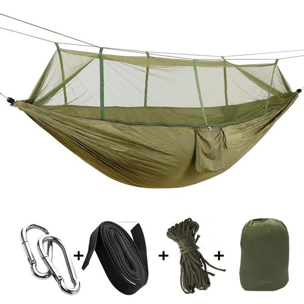 

camp furniture 2 person portable outdoor camping hammock with mosquito net high strength parachute fabric hanging bed hunting sleeping swing