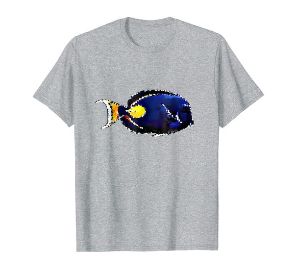 

pixel art achilles tang saltwater reef aquarium fish shirt, White;black