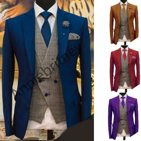 

men's suits & blazers (jacket+pants+vest) tailor-made men fashion plaid year party suit set 3 piece wedding for man 2021 slim fit custo, White;black