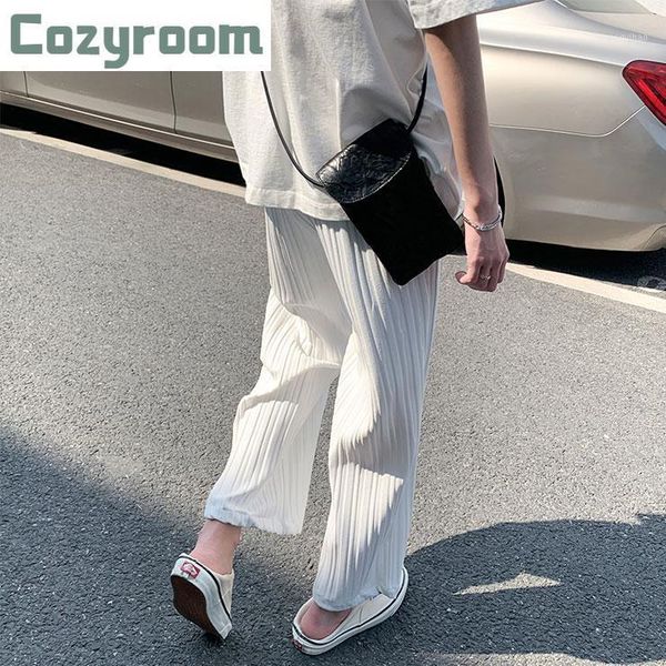

men track pants summer the handsome and trendy all-match loose nine-point casual folds trousers beam baggy men's, Black
