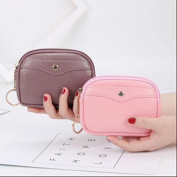 

women mini wallet soft pu leather female purse card holder coin short wallets small zipper keychain clutch bag handbag, Red;black